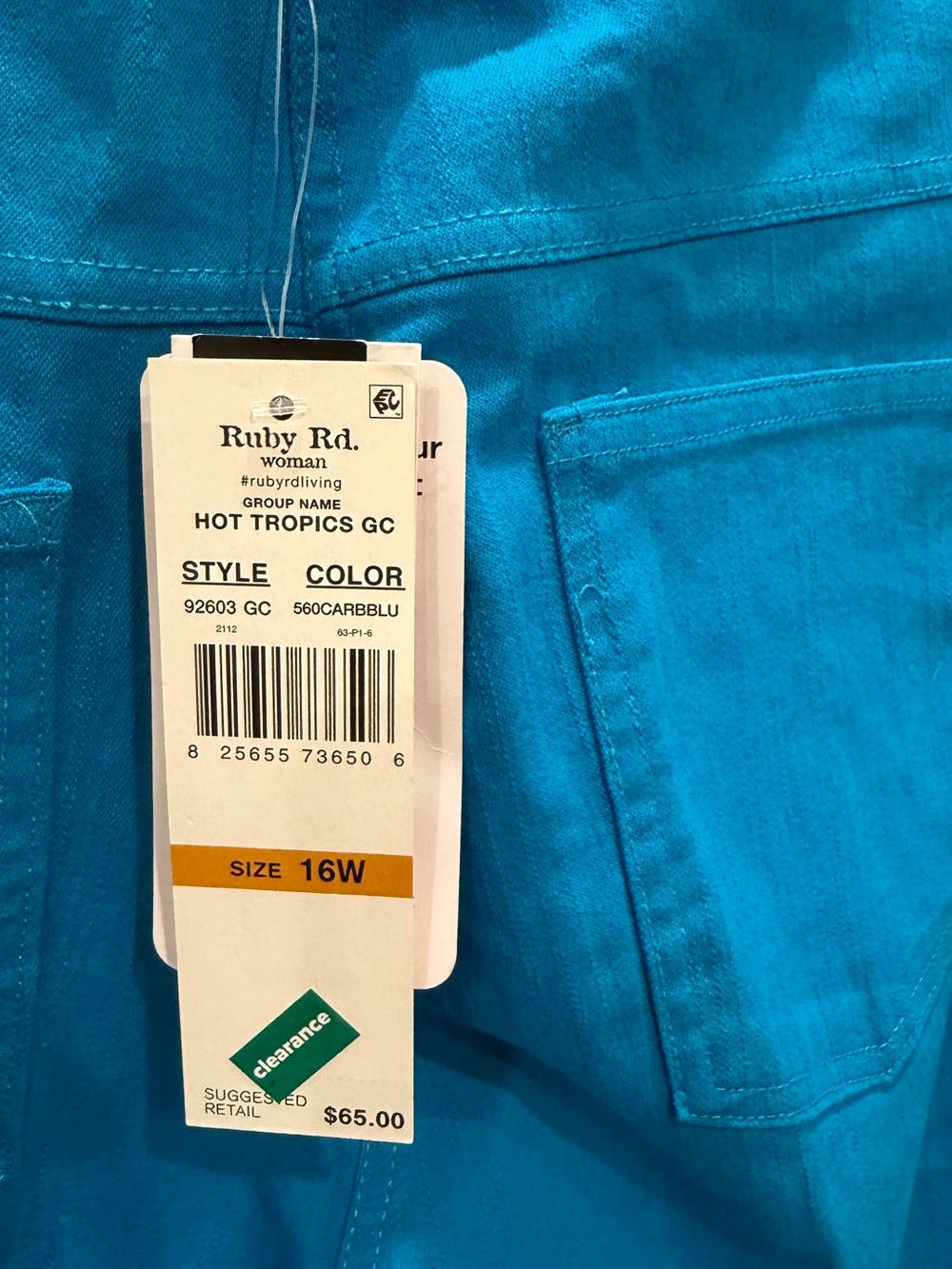 Ruby Rd. Teal Pull-On Capri Pants - Picture 2 of 4